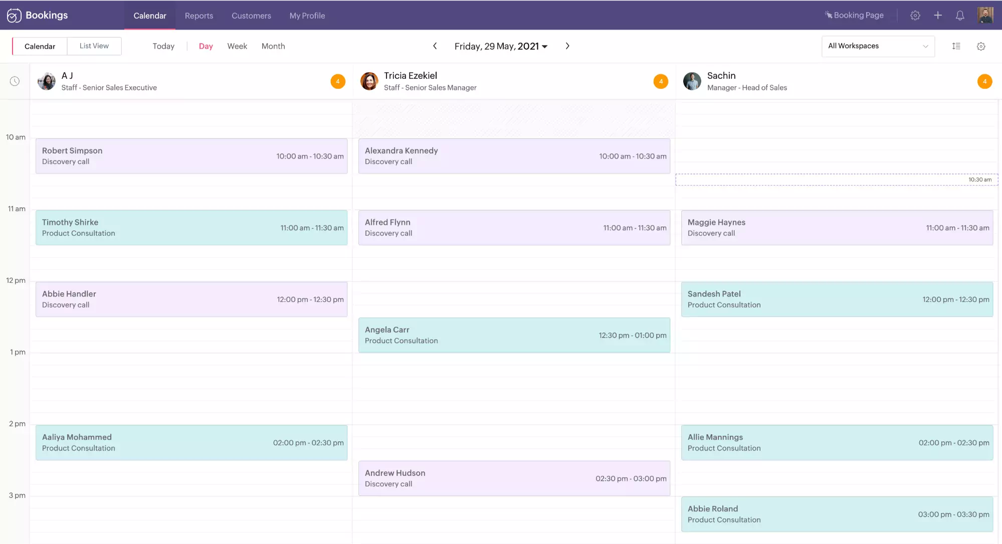 Zoho Bookings Terminüberblick