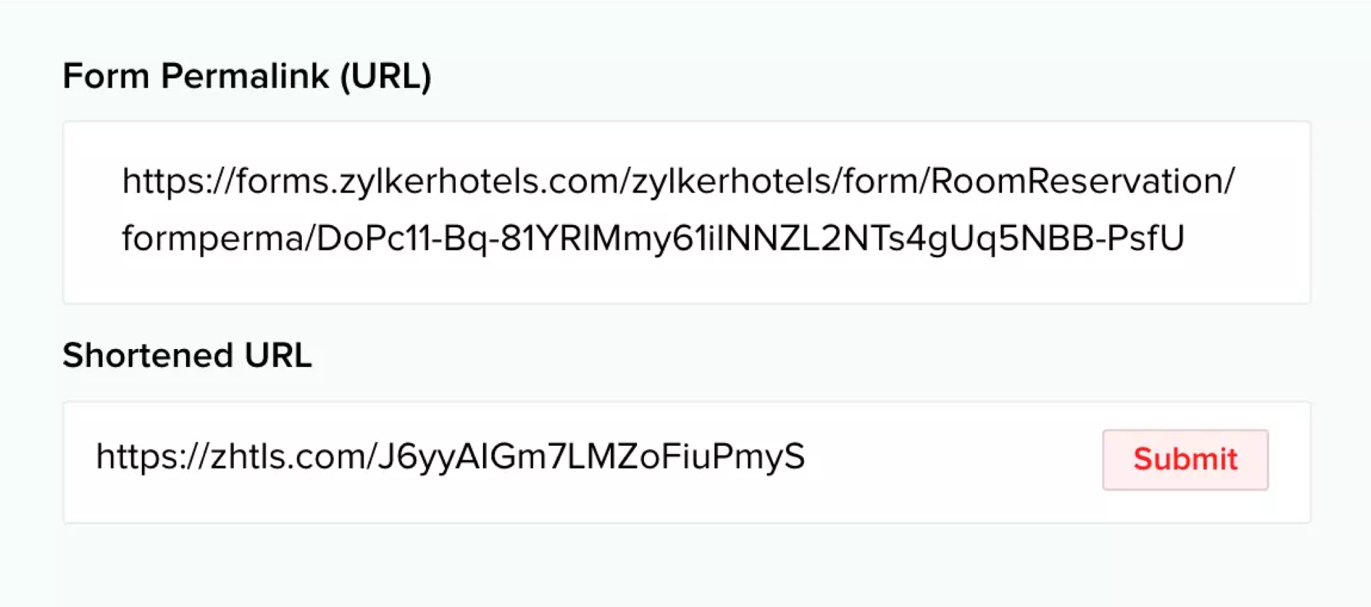 Zoho Forms Formularlink