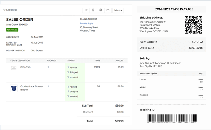 Zoho Inventory Versandlabel