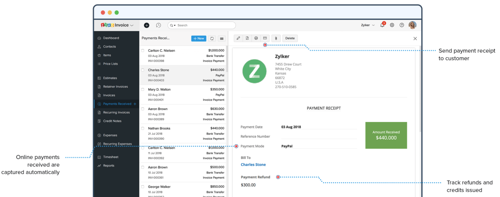Zoho Invoice Payment