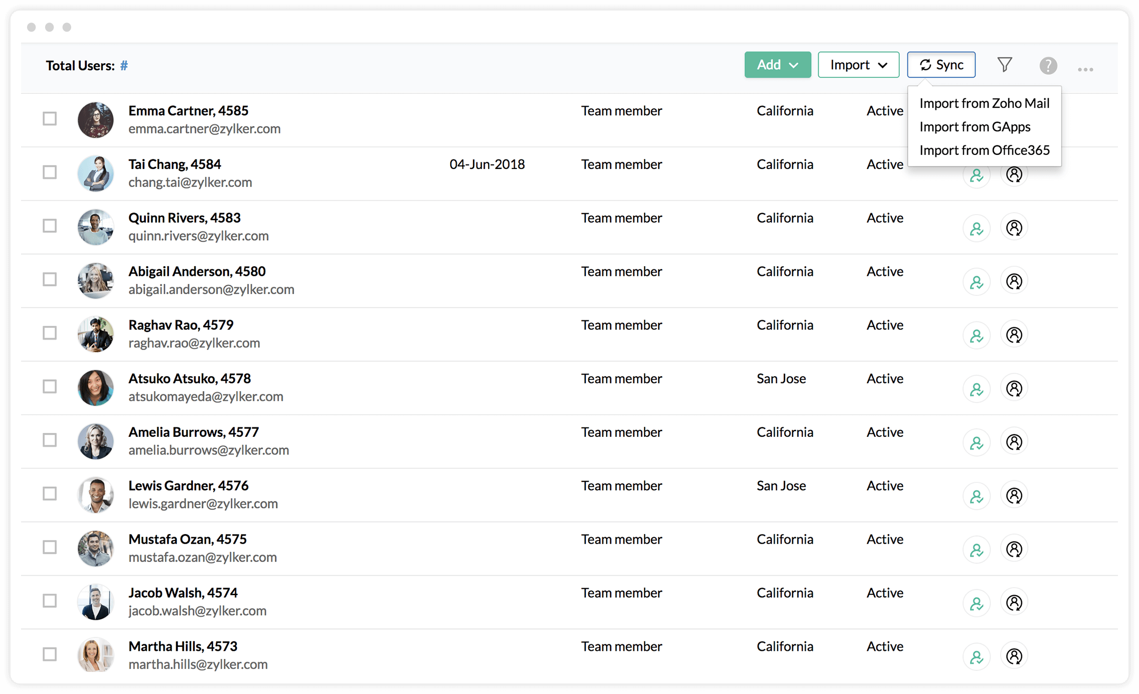 Zoho People Mitarbeiterdatenbank