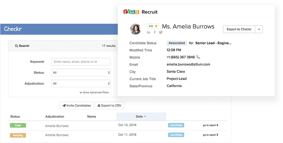 Zoho Recruit Hintergrundprüfung