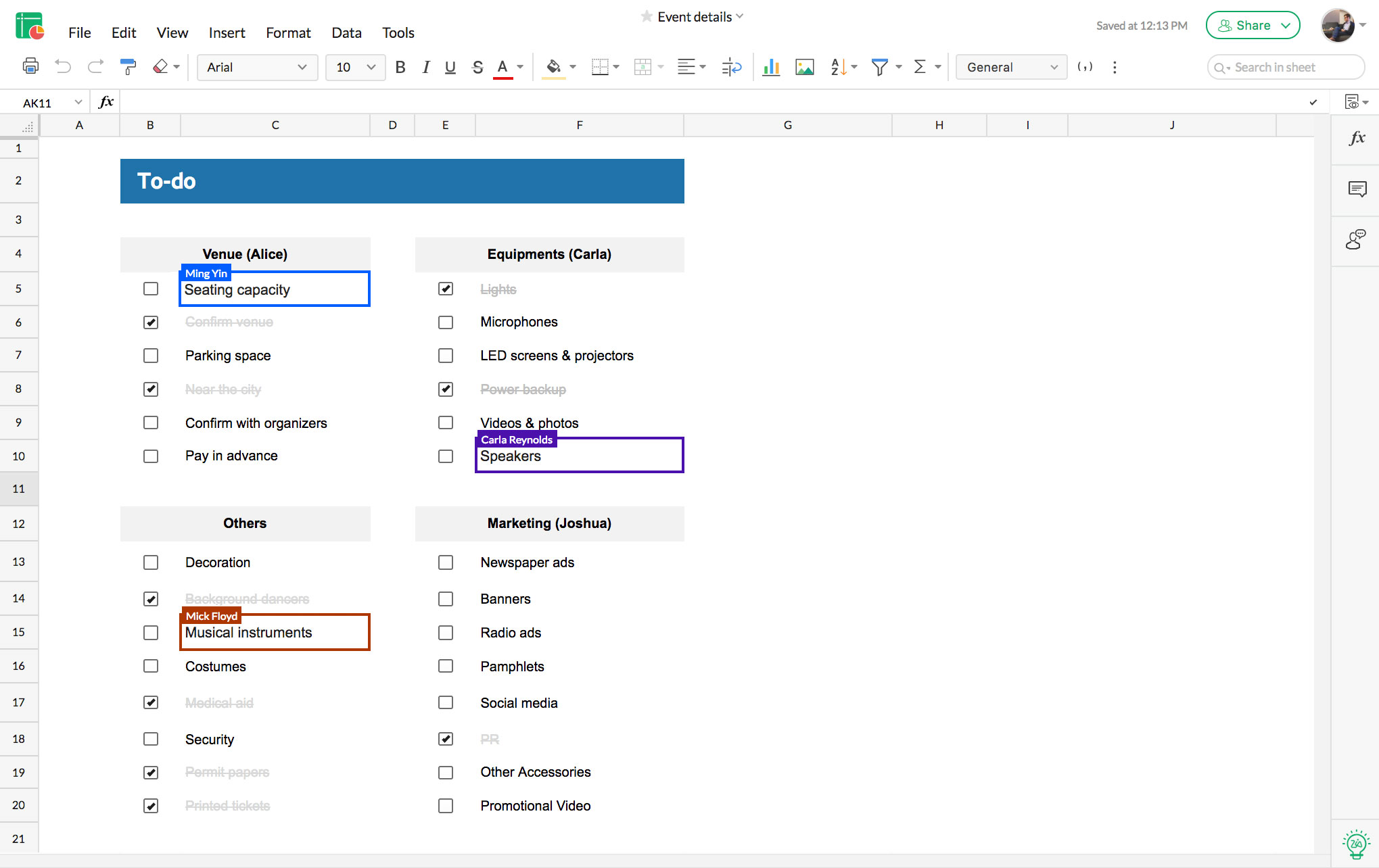 Zoho Sheet Zusammenarbeit