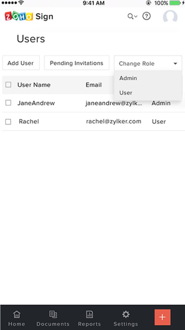 Zoho Sign Nutzer