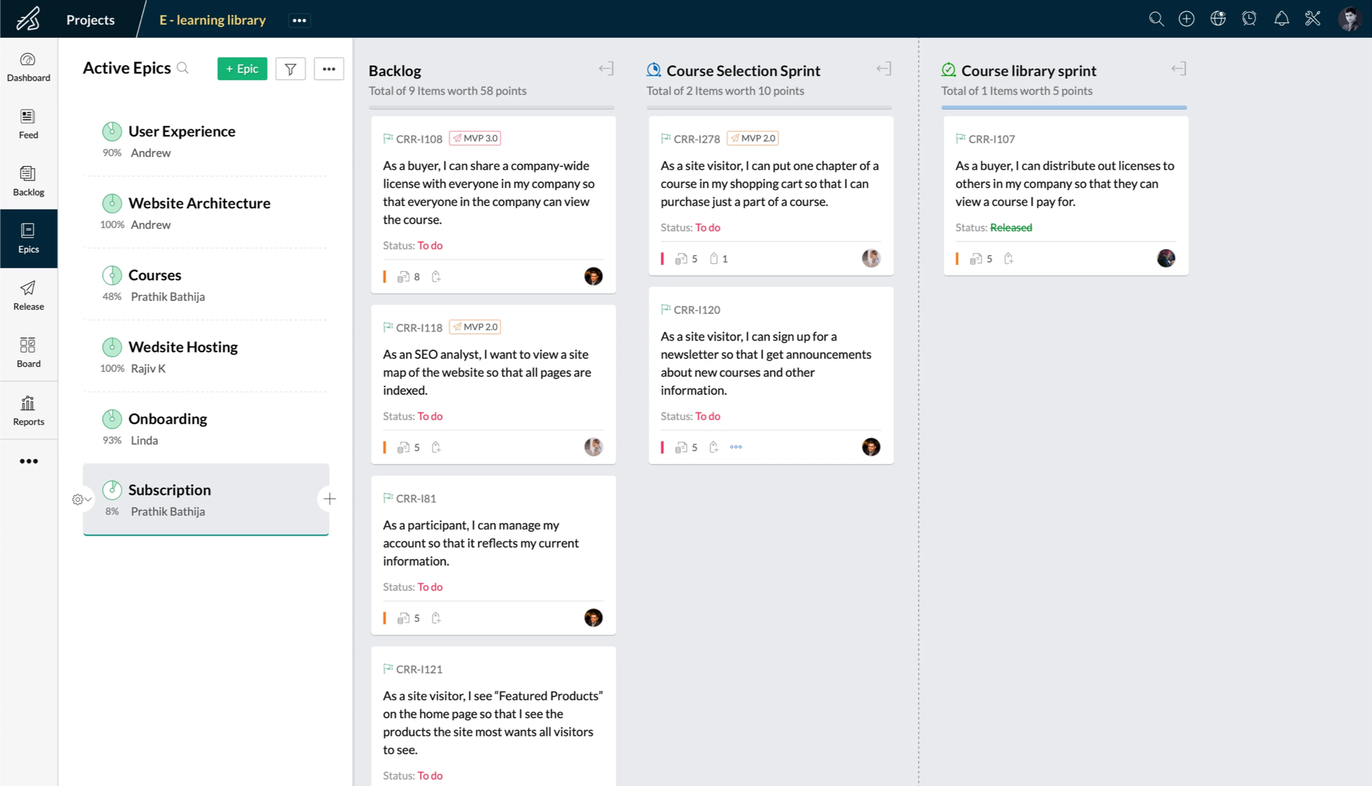 Zoho Sprints Epics