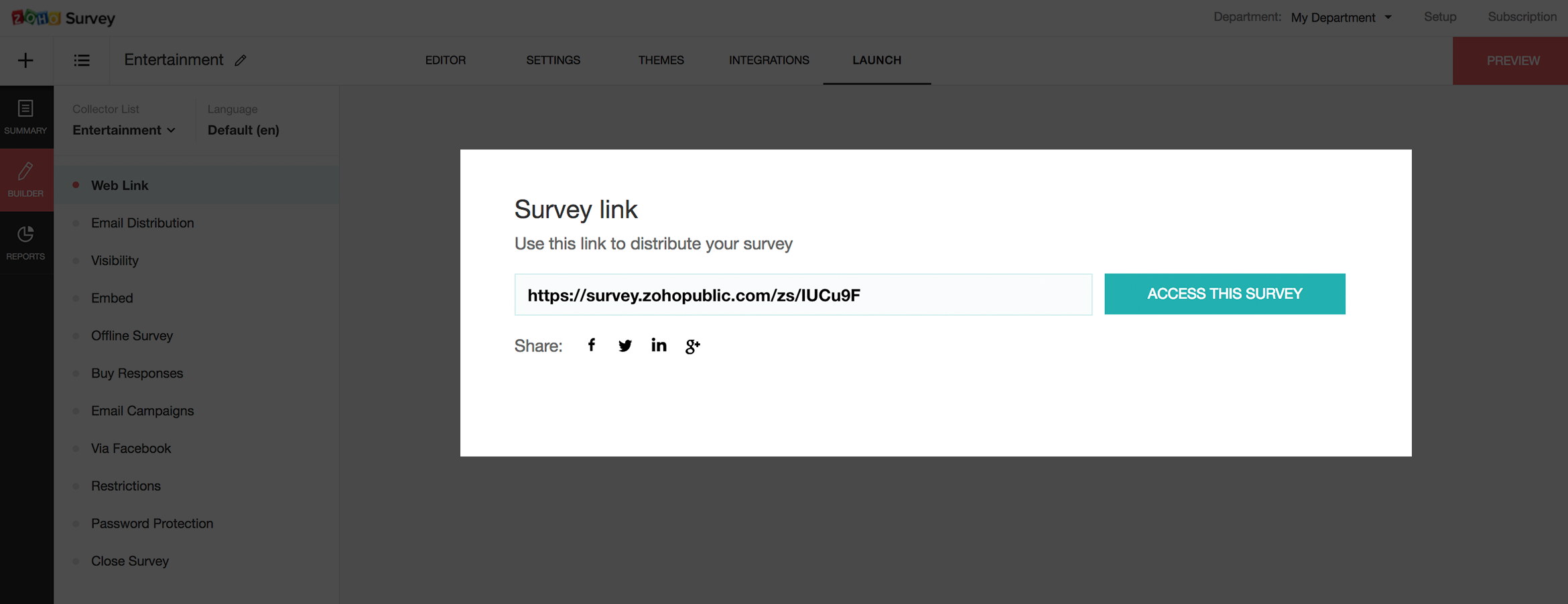 Zoho Survey Umfrageversand