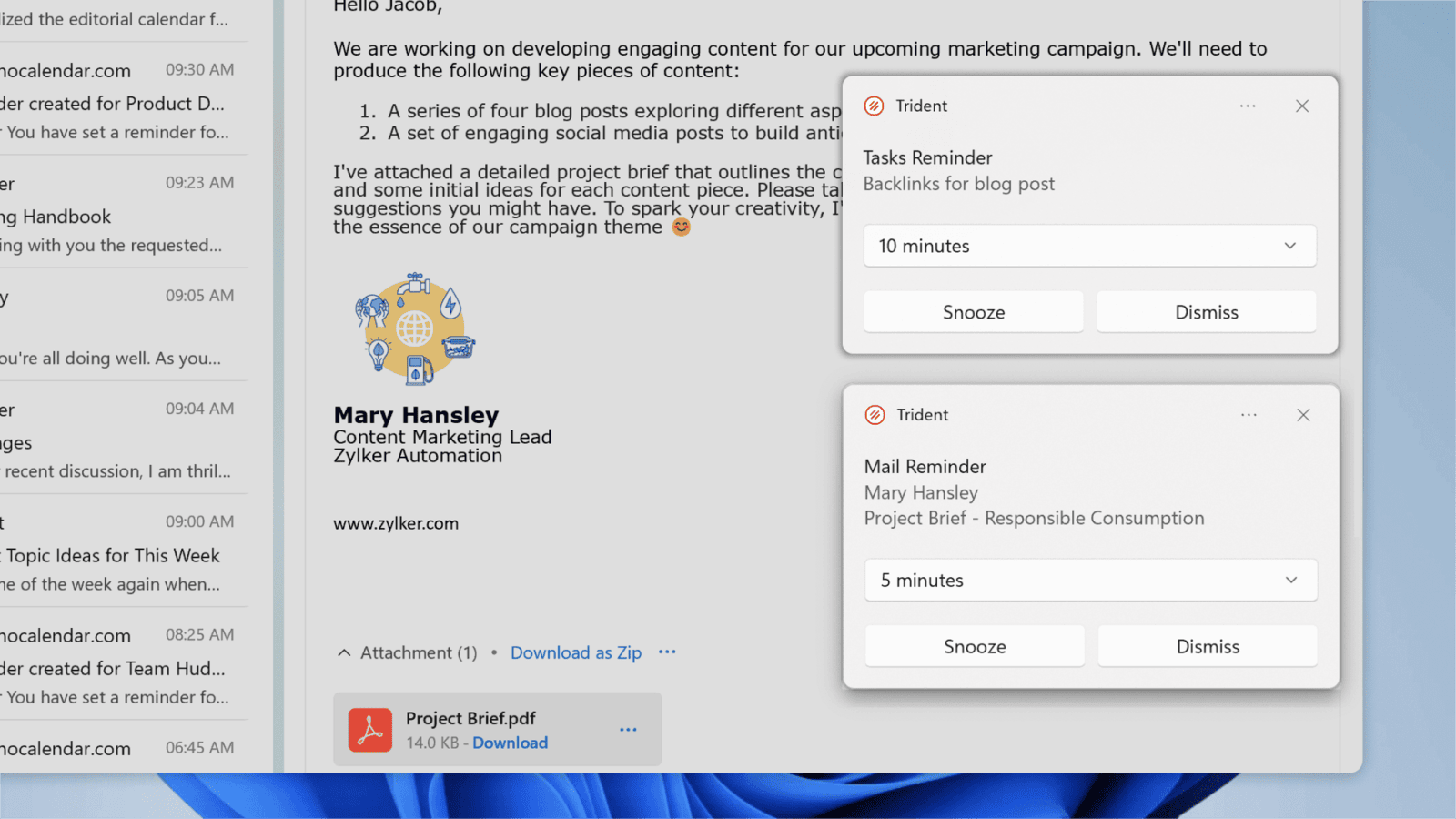 Sticky-Benachrichtigungen für E-Mails und Aufgaben: