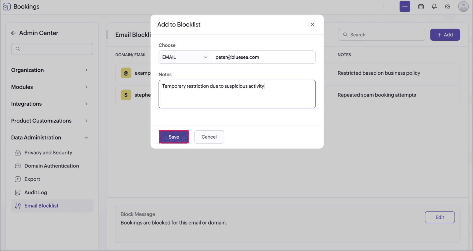 E-Mail zu Blockliste hinzufügen