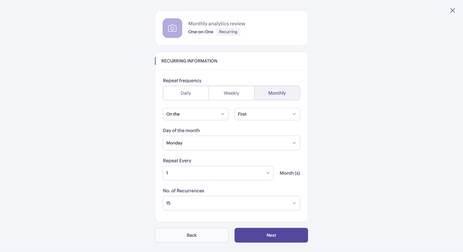 Recurring Booking