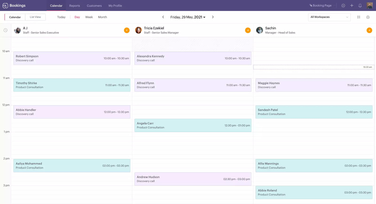 Bookings Calendar