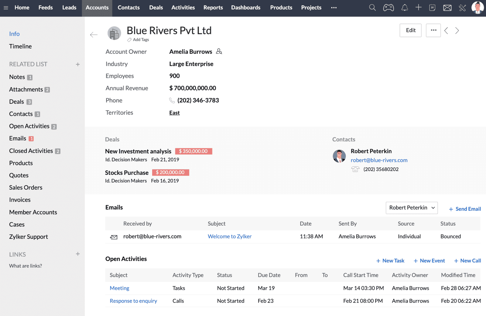 Zoho CRM Finance