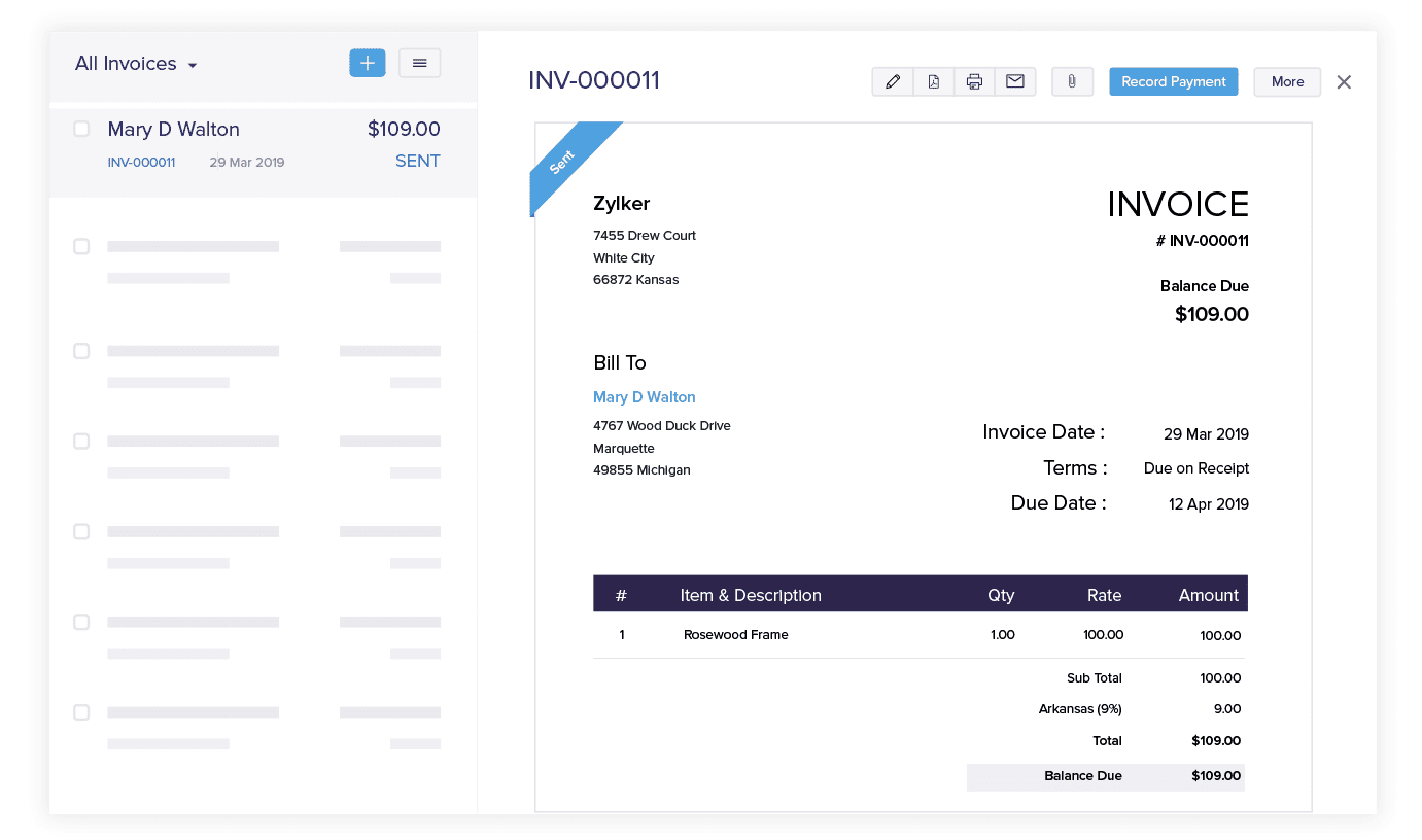 Zoho Invoice Angebote